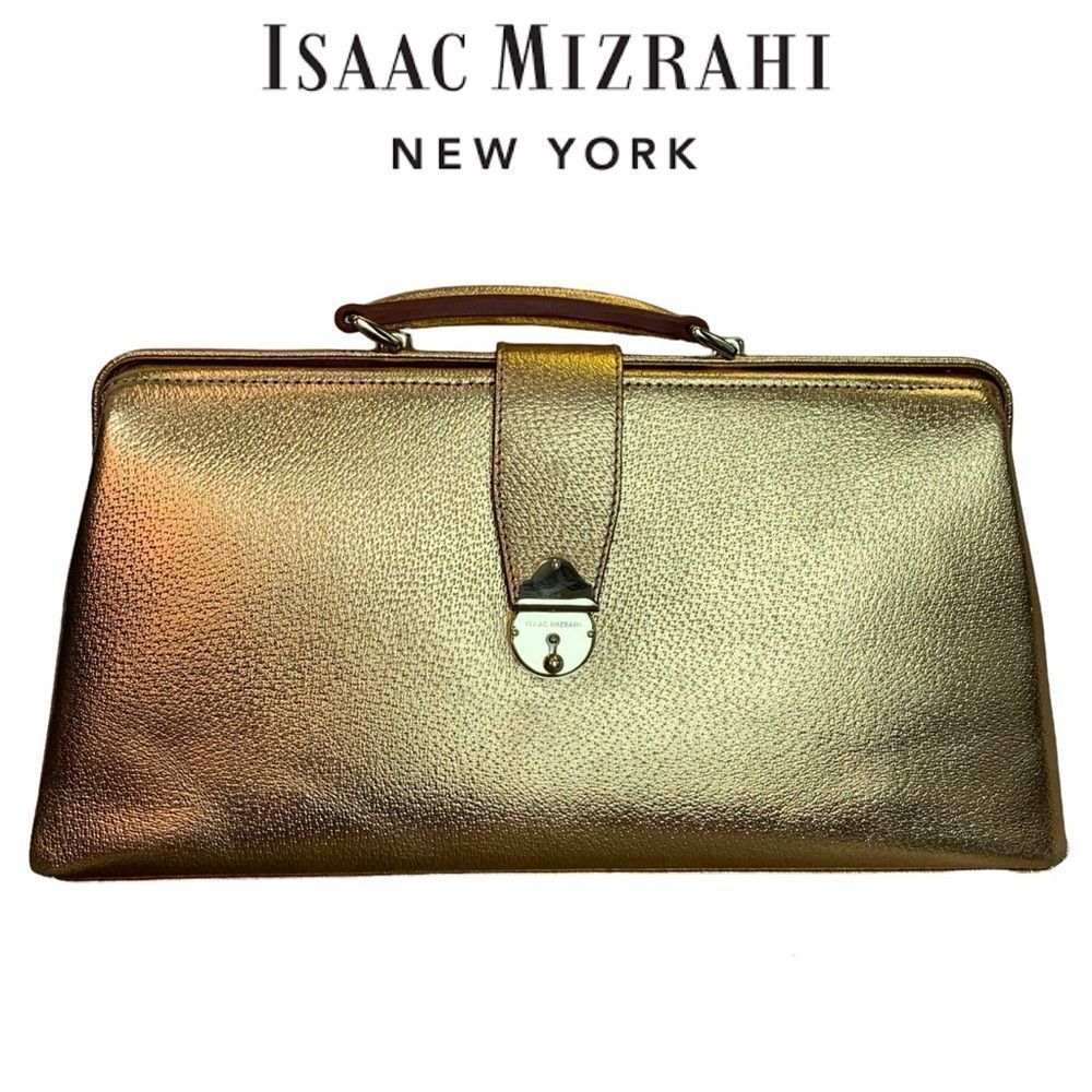 ISAAC Mizrahi Gold metallic doctors bag purse